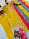 Heavy Pur Chinon Silk Top Plazzo & Multi Color Dupatta Set