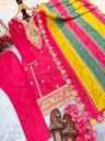 Heavy Pur Chinon Silk Top Plazzo & Multi Color Dupatta Set