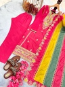 Heavy Pur Chinon Silk Top Plazzo & Multi Color Dupatta Set