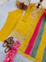 Heavy Pur Chinon Silk Top Plazzo & Multi Color Dupatta Set