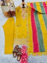Heavy Pur Chinon Silk Top Plazzo & Multi Color Dupatta Set